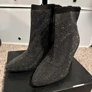Torrid stretch knit Black Rhinestone Ankle Boots